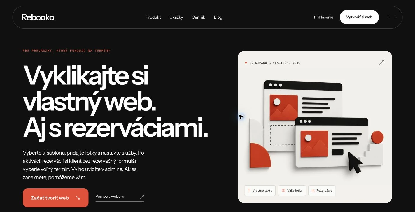 Verejný web Rebooko s novým vstupom do samoobslužného Studia